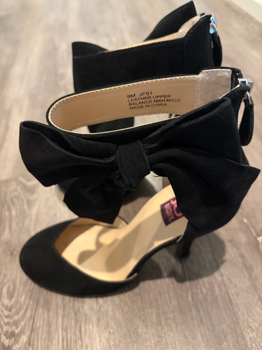 Mojo Moxy Black Bowie Velvet Bow Dress Pumps with Leather Upper